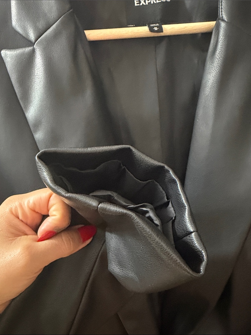 Express Black Faux Leather Blazer Jacket - Picture 6 of 10